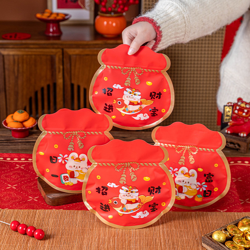 新年拉链袋子雪花酥曲奇饼干糖果烘焙包装商用批发摆摊无异味可爱