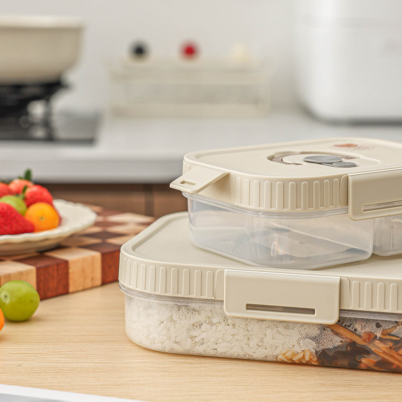 长方形保鲜盒密封带盖米饭水果打包分格可微波加热冷冻食品级材质