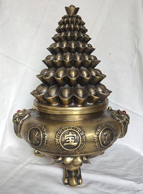 纯铜聚宝摆件黄铜擦黑工艺宝盆家居饰品摆设