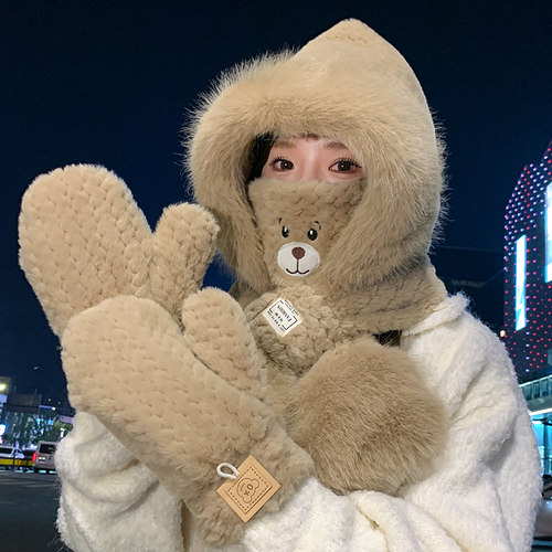 帽子围巾一体防风帽狄诗缇毛绒