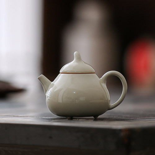 慕兮予物草木灰茄瓜壶陶瓷家用功夫茶具中式复古单壶球孔泡茶器