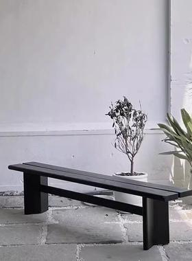 侘寂风全实木长凳子设计师个性餐凳简约现代家用换鞋凳休息穿鞋凳