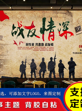 军事迷彩壁画壁纸军旅风装饰部队主题贴纸背景文化墙墙贴贴画海报