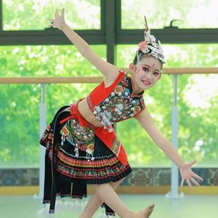 苗族锦色艺考量身定制民族服现代舞民族舞研考舞台服演出服