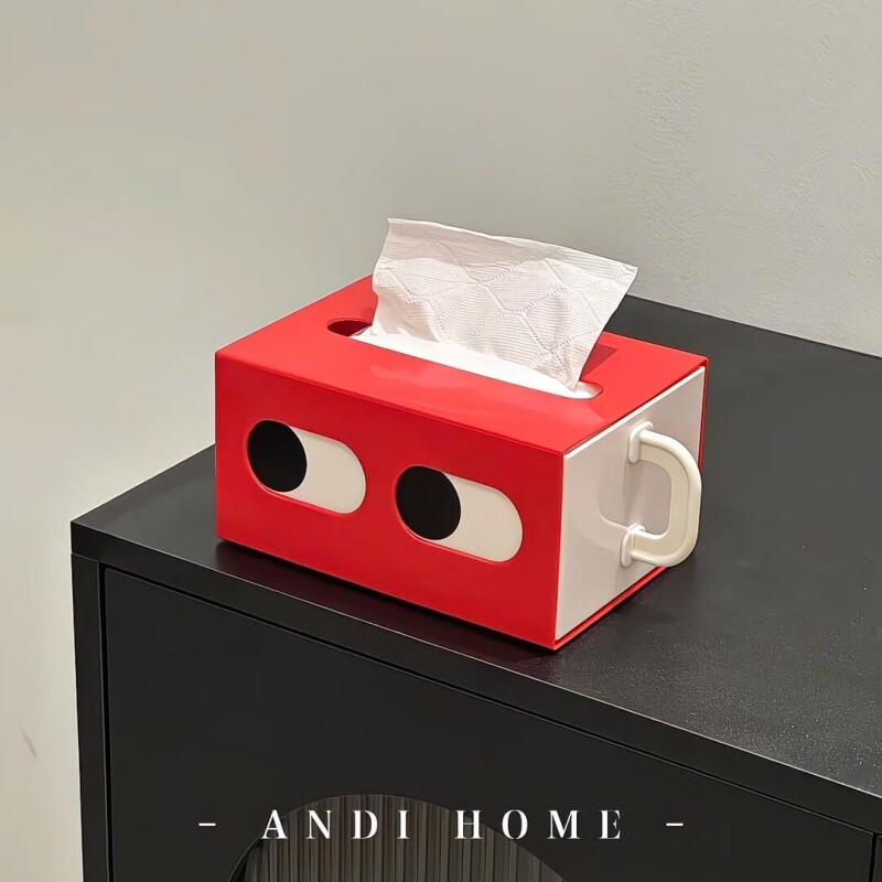 创意大眼睛纸巾盒家用客厅大容量抽纸盒内置弹簧桌面餐巾纸收纳盒