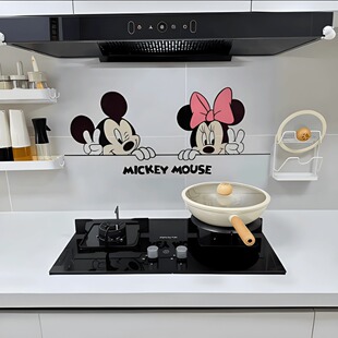 米奇加厚厨房贴纸防油防水耐高温可擦洗油烟机灶台墙面透明静电贴