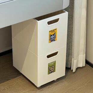 桌下可移动置物架原田治多功能储物箱大容量书本杂物带轮整理箱子