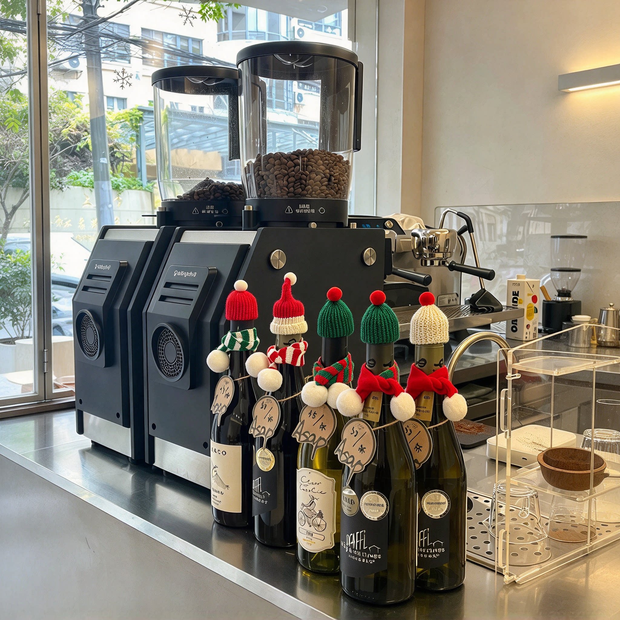 圣诞节装饰品酒瓶套针织毛线帽子围巾套装餐厅酒吧鸡尾酒创意挂件