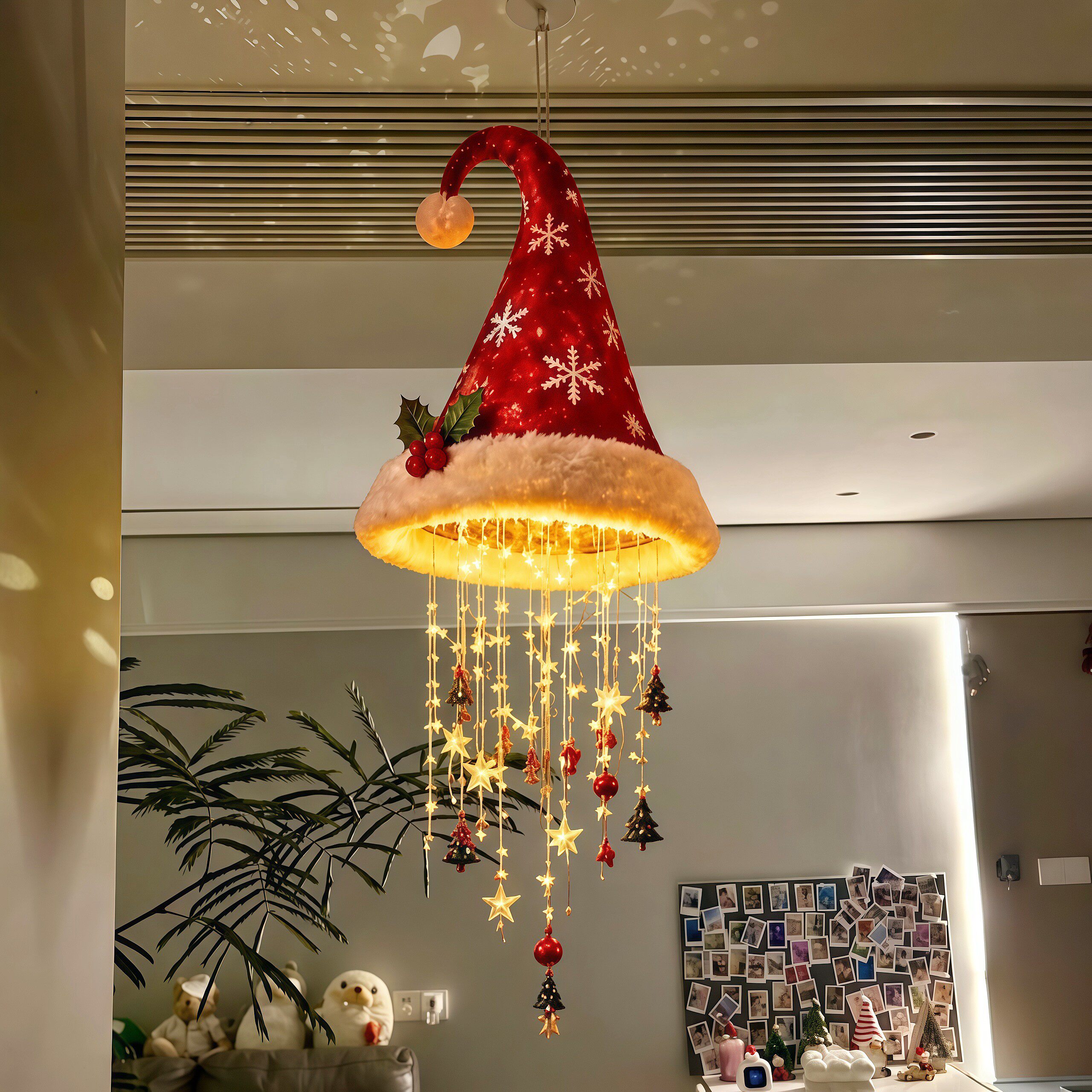 圣诞氛围灯节日装饰创意小夜灯客厅餐厅场景布置圣诞帽吊灯风铃灯