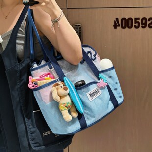 游泳干湿分离收纳包健身网格大容量防水袋运动洗浴轻便手提洗漱包