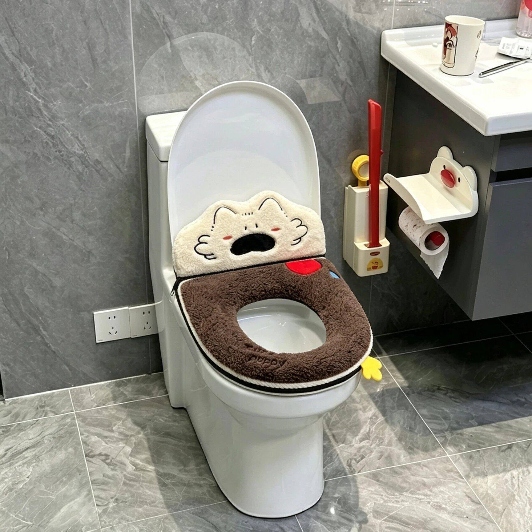 冬季毛绒马桶坐垫卫生间保暖马桶套坐便器垫圈厕所家用卡通坐便垫