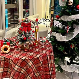 圣诞节氛围感防污桌布小雪花拍照背景布圆桌客厅茶几台布场景布置