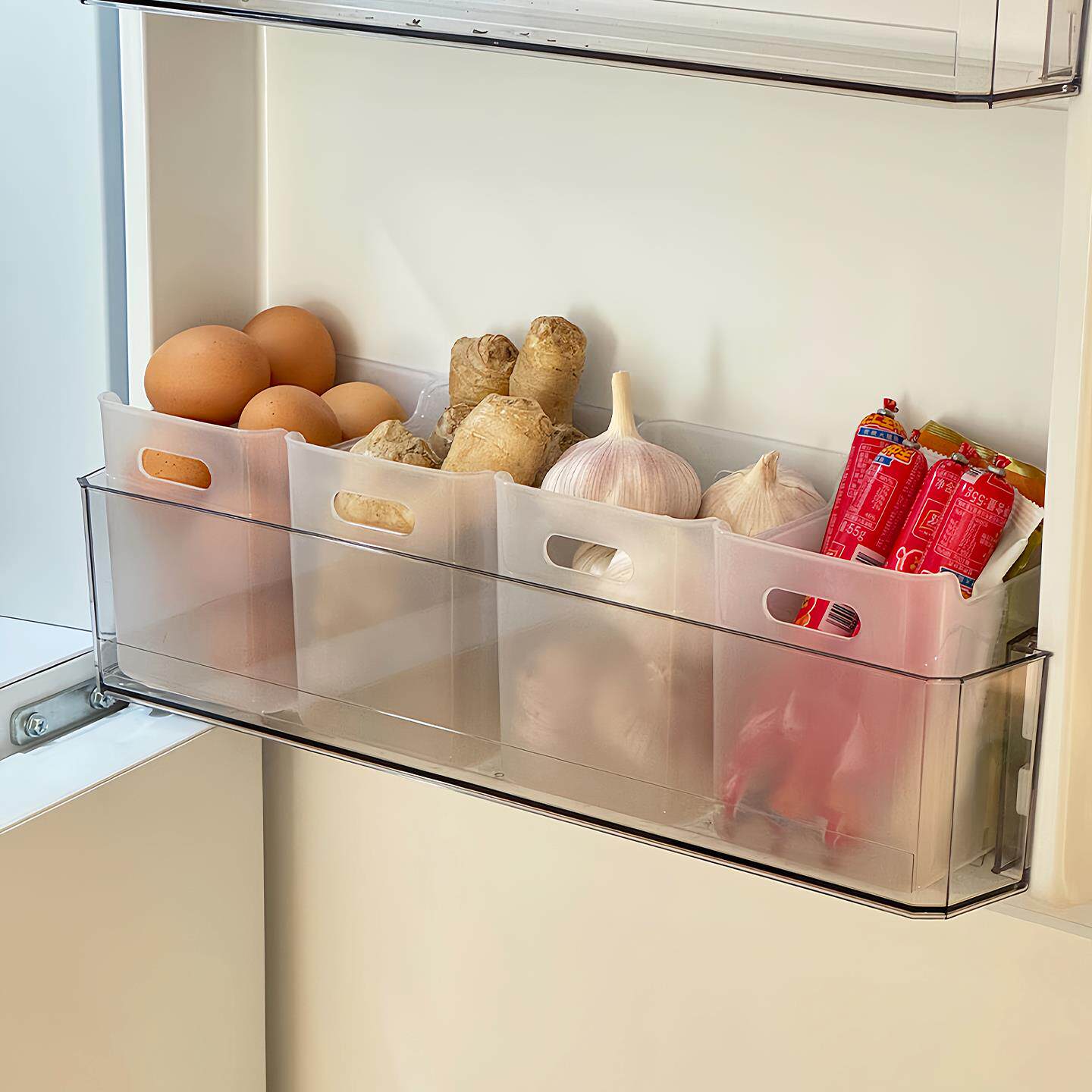 冰箱侧门收纳盒厨房食物分类分装整理神器加厚带提手食品级保鲜盒