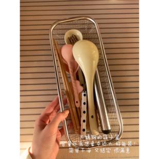 家用厨房筷子收纳盒不锈钢台面防霉抗菌勺子篓可沥水大容量餐具盒