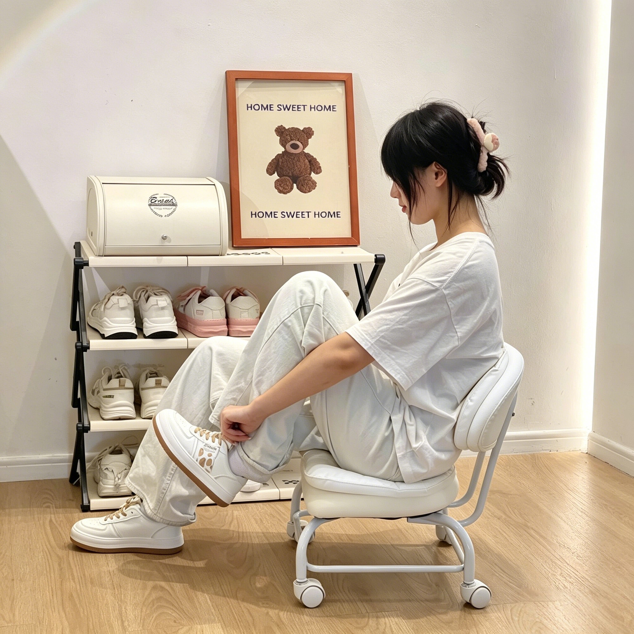 万向轮滑轮移动小矮凳