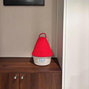 入户玄关钥匙收纳盒客厅小房子桌面置物架摆件家用编织杂物整理盒