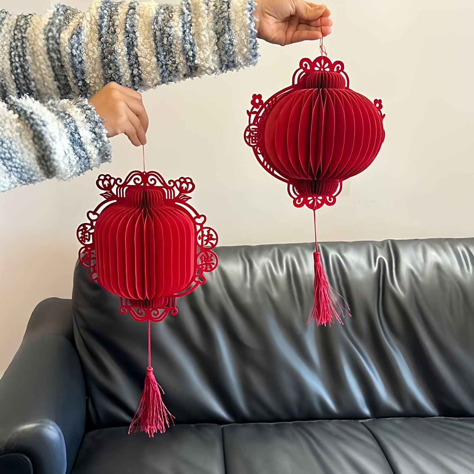 新年蜂窝灯笼挂饰马年客厅喜庆氛围立体挂件过年室内场景装饰吊饰