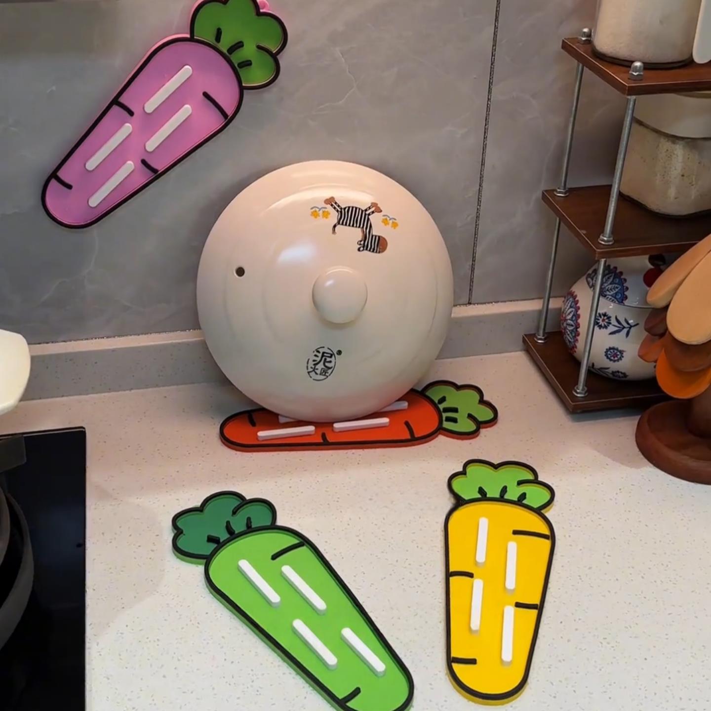 胡萝卜锅盖防滑收纳垫