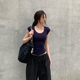新款 E7Q8 小上衣 显瘦收腰短袖 t恤女2025夏季 美式 舒适百搭圆领修身
