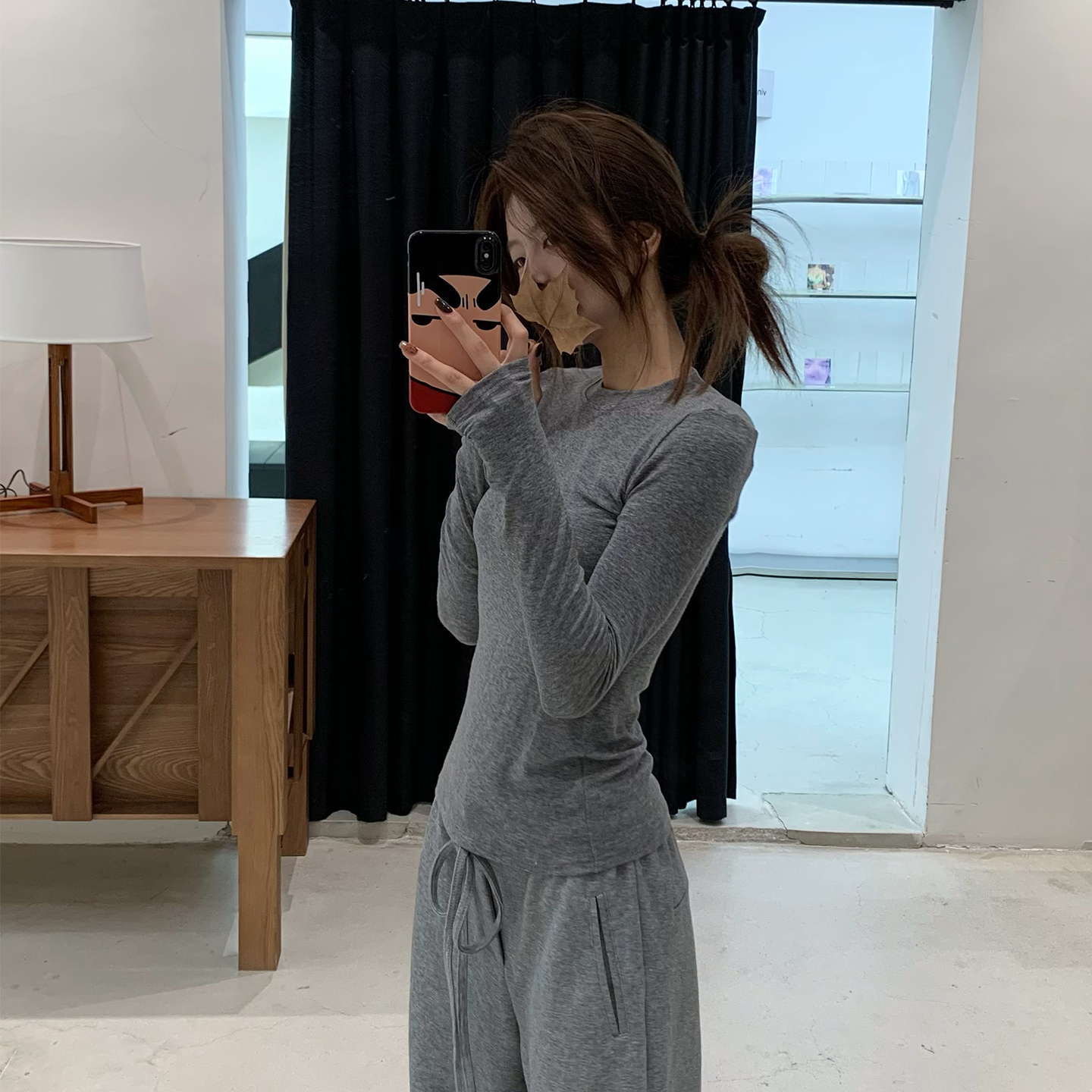 E7Q8 韩系修身百搭打底长袖t恤女纯色基础简约显瘦内搭叠穿小上衣