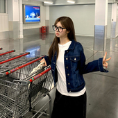 E7Q8 复古小冷调单排扣牛仔外套 时髦短外套女经典 街头西西里 秋季