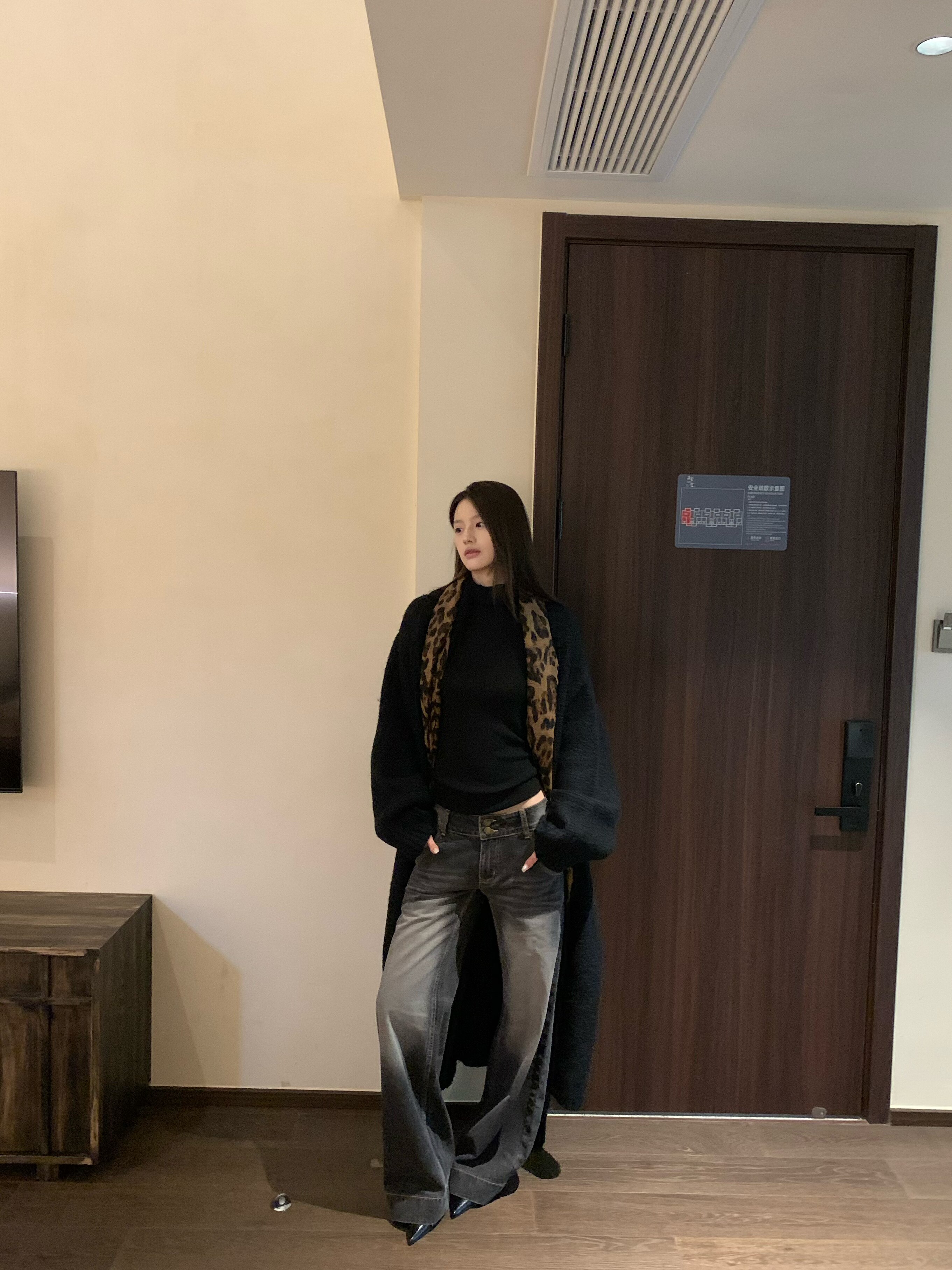 E7Q8 版型超好长款大衣针织毛衣外套女图片