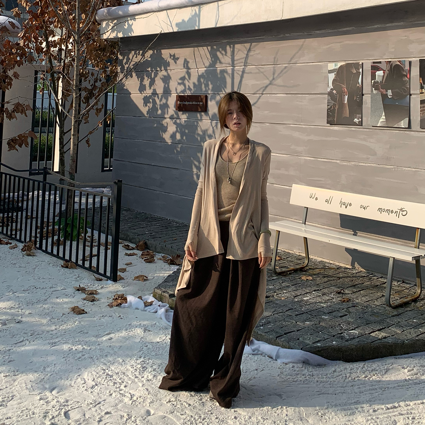 E7Q8 韩系辣妹条纹吊带开衫两件套女修身显瘦百搭休闲打底衫上衣