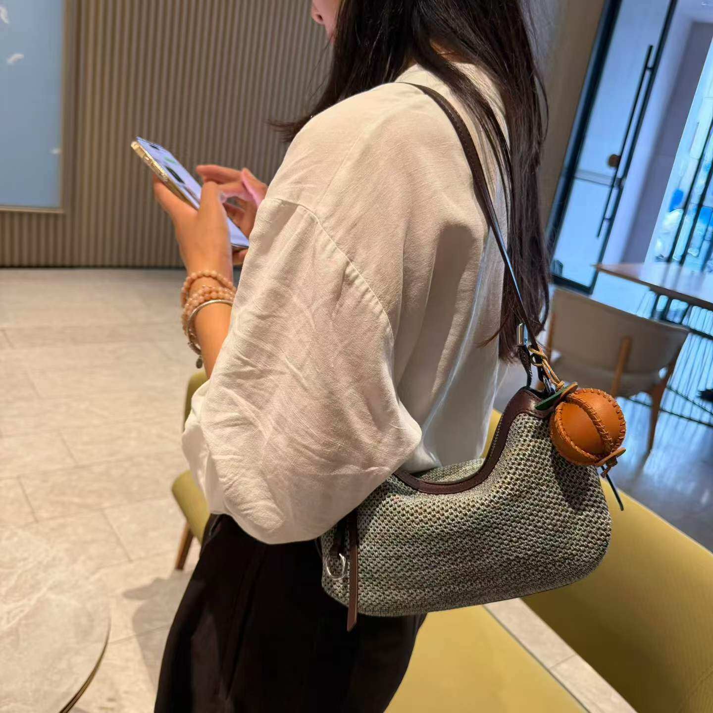 夏季编织度假通勤腋下包