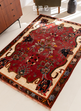 毯游记伊朗进口手工羊毛地毯游牧风复古红色客厅地毯编织高级感26
