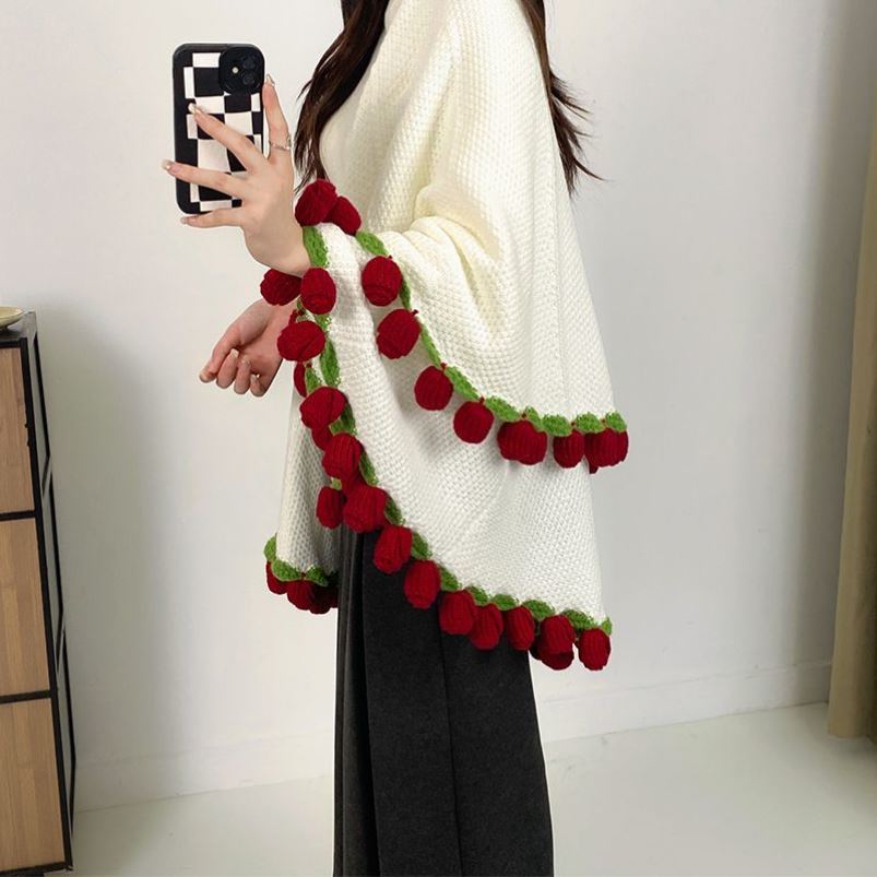 玫瑰花毛毯子创意手工编织成品送女友七夕情人节礼物玫瑰花束披肩
