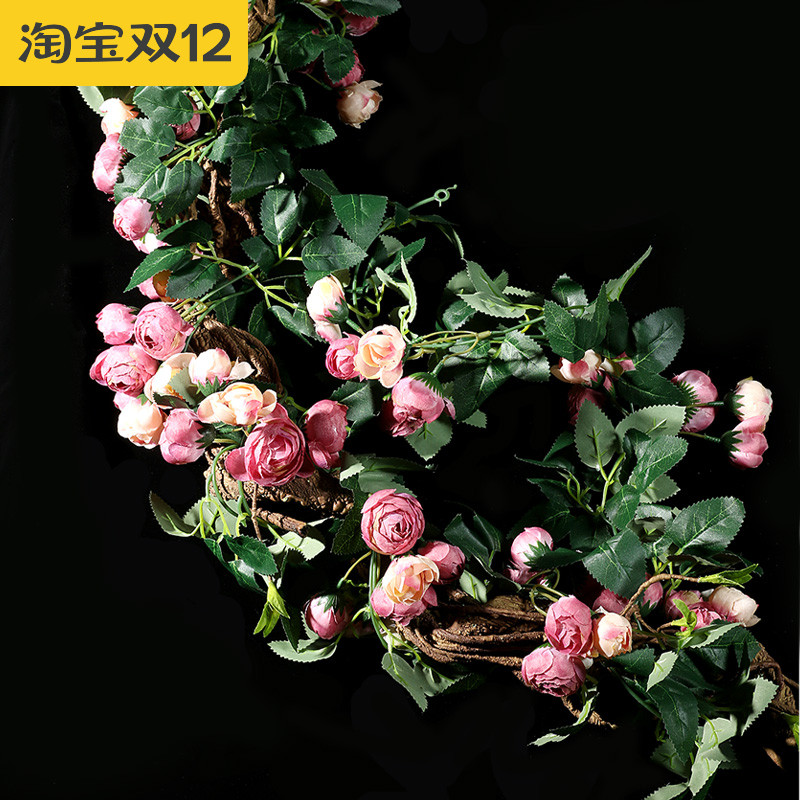 仿真玫瑰空调管藤蔓墙面遮挡装饰