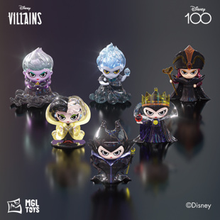 迪士尼100th纪念反派盲盒玛琳菲森库伊拉潮玩积木拼装手办礼物男
