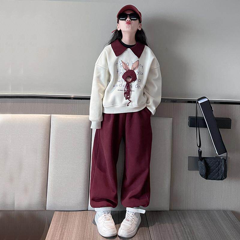 女童2025卫衣新款洋气中大童加厚秋冬季加绒女孩韩版套头衫上衣潮