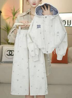 女童秋装韩版连帽卫衣卫裤两件套