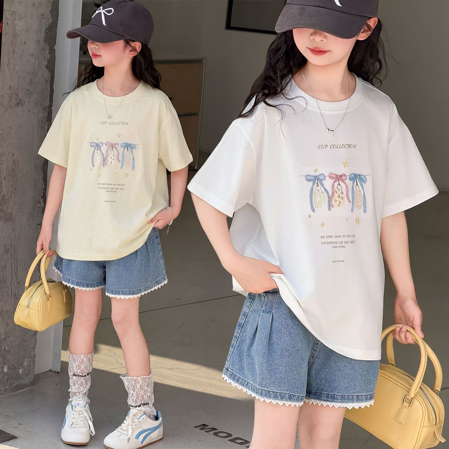 2026夏季新款中大童短袖夏装T恤女童韩版儿童卡通印花潮t洋气女孩