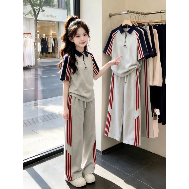 女童夏装休闲套装夏季2026新款女孩儿童洋气短袖t恤运动裤两件套