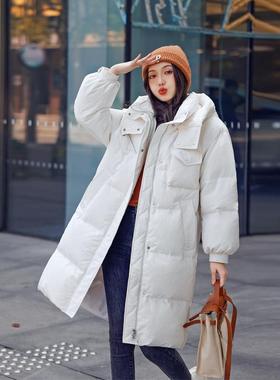 冬装新款时尚过膝大长款羽绒服连帽加厚外套18609