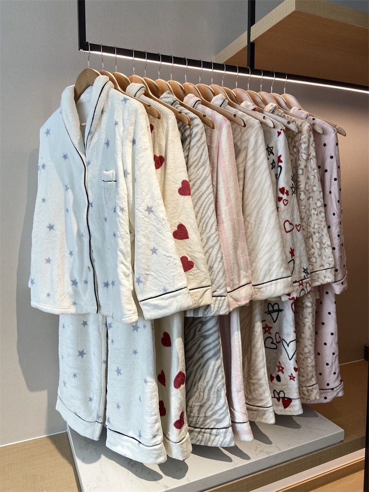 vs同款女士居家秋冬加厚加密法兰绒家居服套装