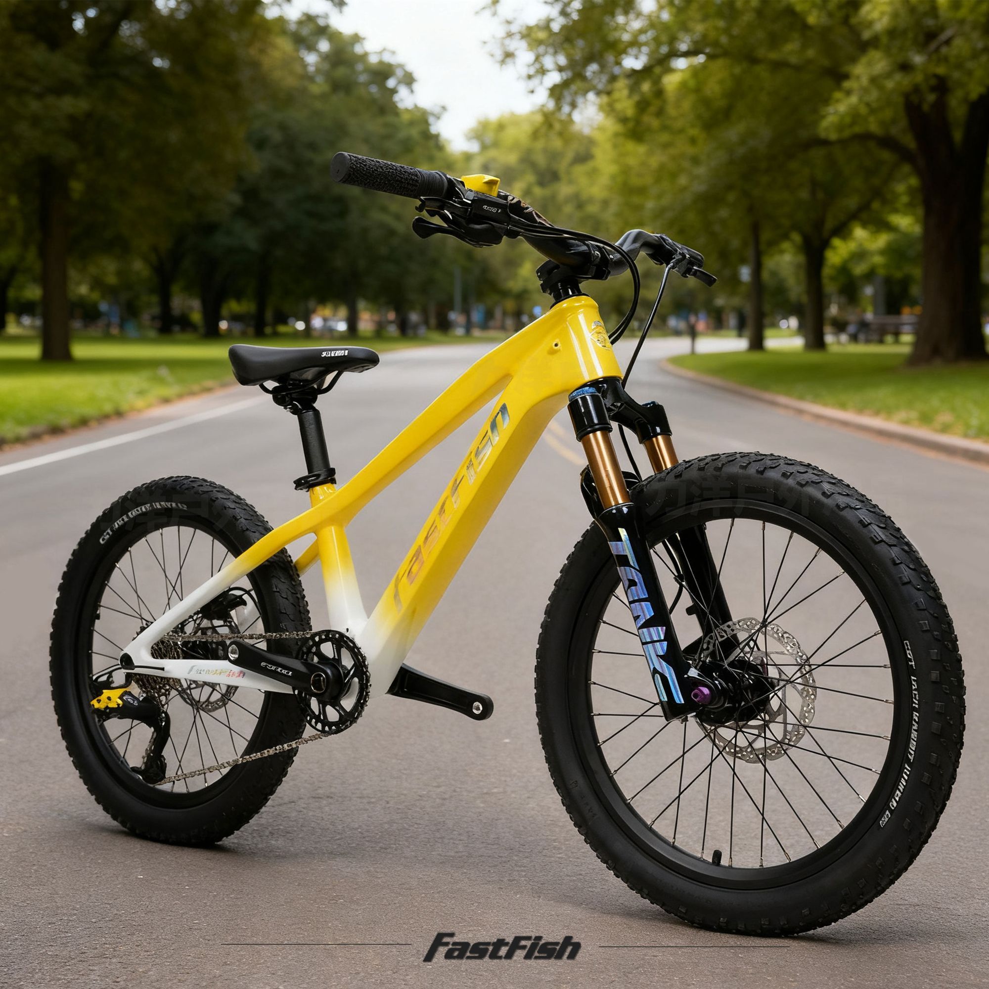 快鱼碳纤维儿童山地车7速通勤