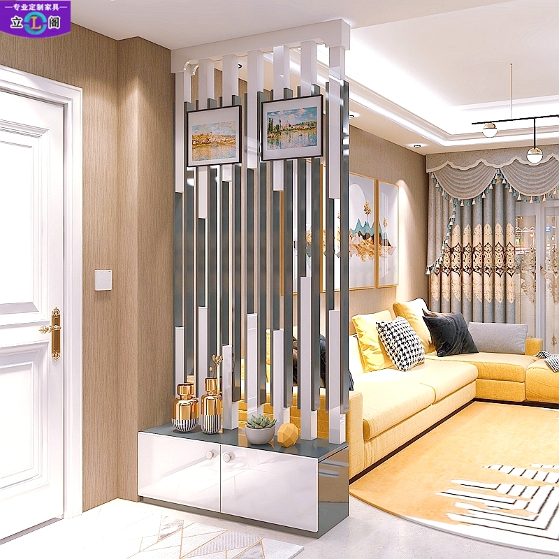 定制轻奢玄关隔断屏风烤漆门厅柜