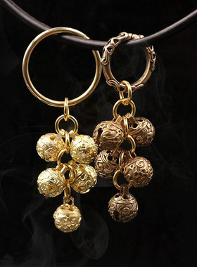 手工黄铜铃铛钥匙扣男士情侣包包挂件汽车钥匙链吊坠纯铜铃铛女