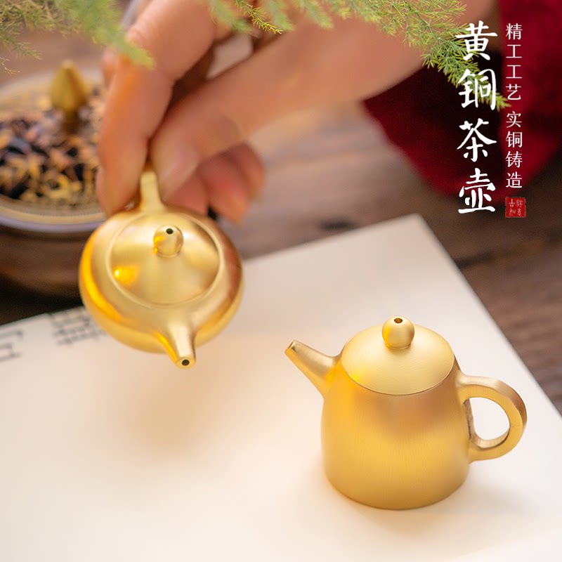 黄铜迷你小茶壶摆件手把件图片