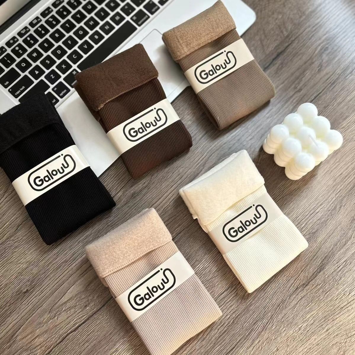 Galouu加厚棉绒雪地袜子女秋冬季中筒袜加绒加厚保暖长筒袜地板袜