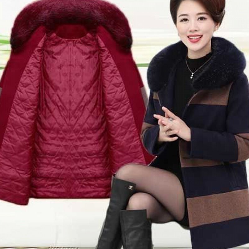 Middle and old aged women's clothing Autumn Mom outfit Winter clothes Woolen coat Mid length version middle age cotton-padded clothes 4050 XL-year-oldin the Women's clothing/Boutique , Middle-aged women  category - from Buy2taobao.com to provide professional Taobao agent buy service