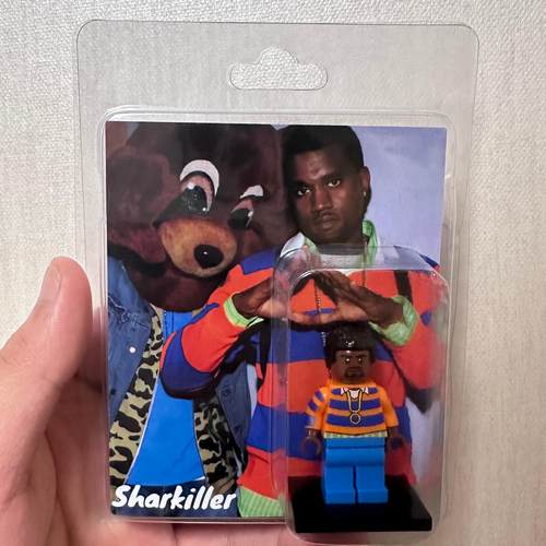 Kanye积木挂件辍学熊侃爷积木hiphop积木挂件Sharkiller积木人仔