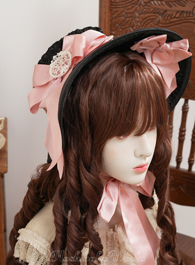 【限时上新95折】风之歌·复古大蝴蝶结撞色蕾丝缎面波奈特bnt