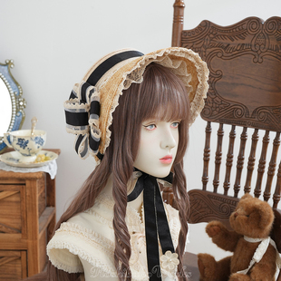【KS星箱设计】旧日夏影·原创复古优雅Lolita蝴蝶结蕾丝草帽bnt