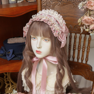 【限时上新95折】野蔷薇·甜美蕾丝印花缎带蝴蝶结花边Lolita发带