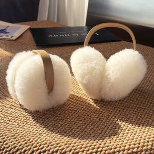 可爱真羊毛可折叠耳罩女秋冬季百搭保暖双面毛绒耳包耳暖防风耳捂