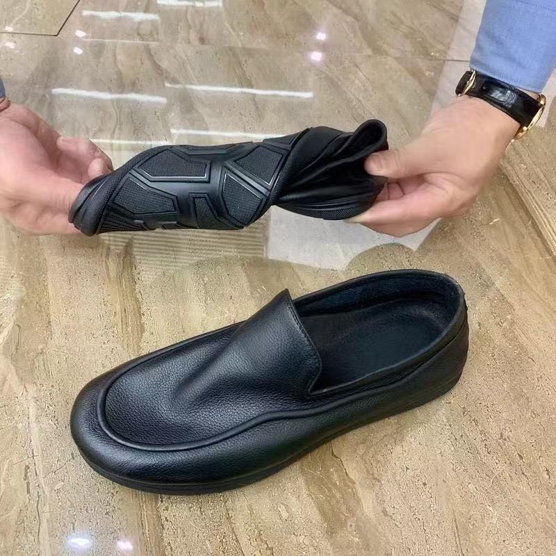 【工厂直销】夏季新款防滑软底一脚蹬休闲皮鞋中式平底百搭豆豆鞋